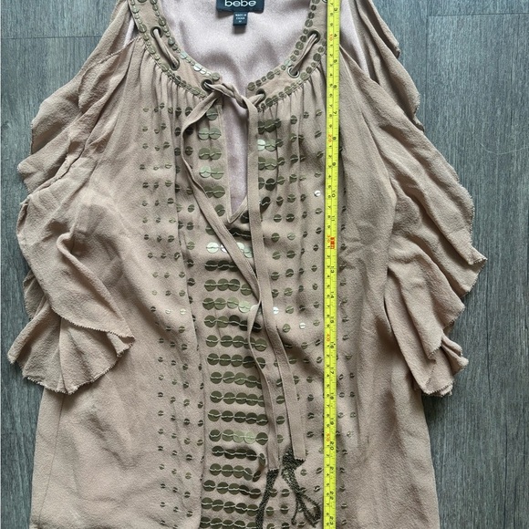 Bebe Beige Blouse with Metallic Details - Picture 4 of 5